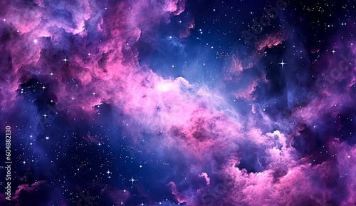 Nebula stardust wallpaper  blue  purple and magenta galaxy. Generative Ai Illustration.