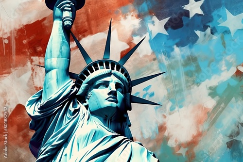 liberty statue digital art as symbol of American Independence Day 4th fourth july usa illustration generative ai