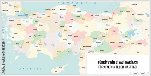 Turkey Political map, Turkey provinces map, city, Turkey borders, geography lesson, turkey map photo
