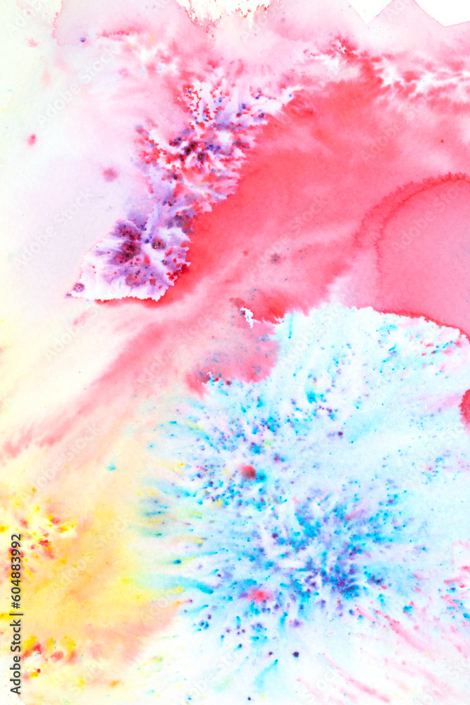 Paint Powder and Splashes in Vibrant Watercolour Painting Exploding Colour Rainbows