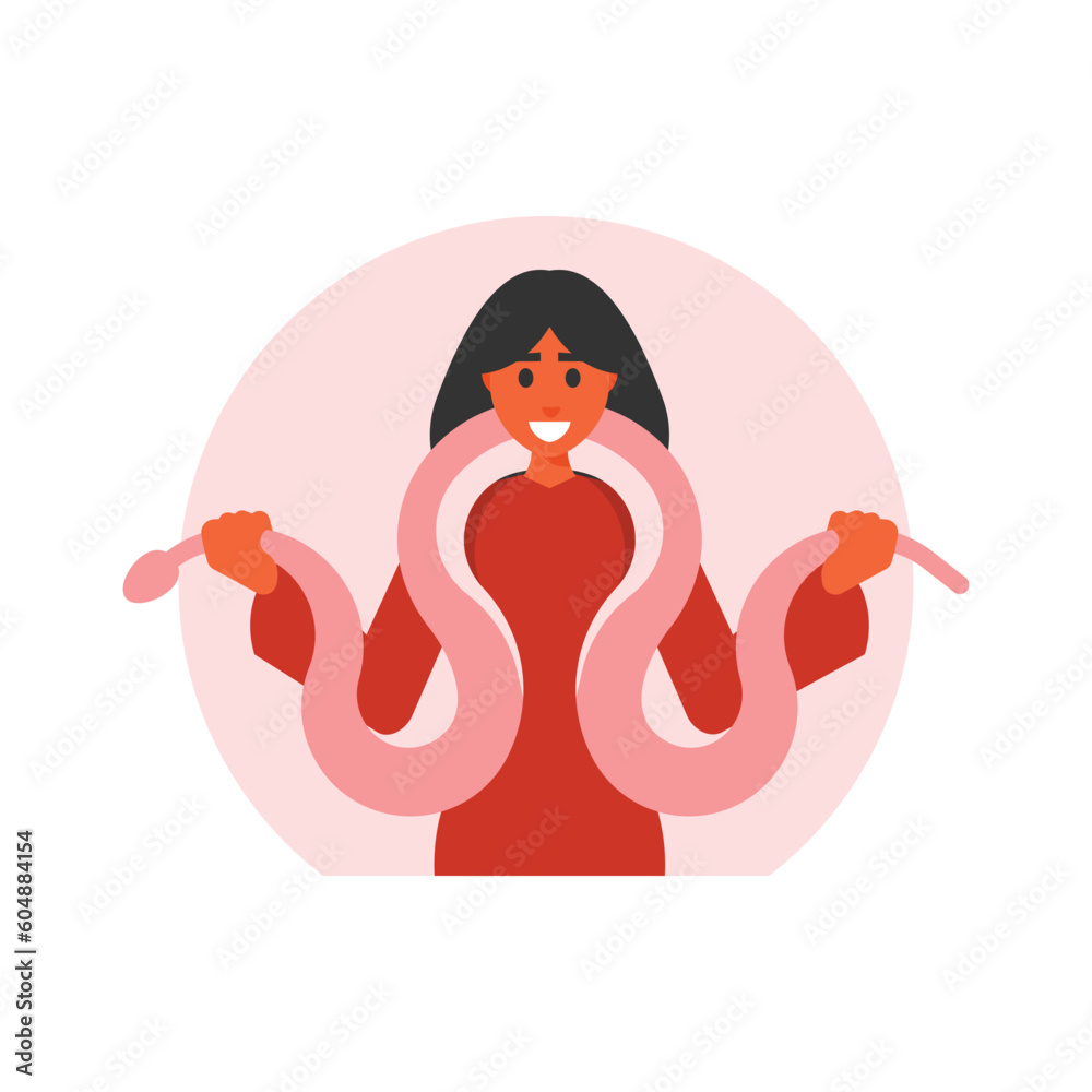 Woman knitting vector icon. Illustration of a woman knitting a scarf Woman knitting vector icon. Illustration of a woman knitting a scarf