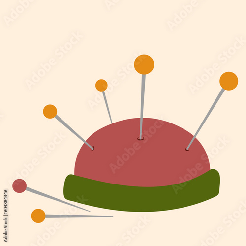needles cushion. pin cushion. sewing needle flat icon design, vector illustration eps10 graphic