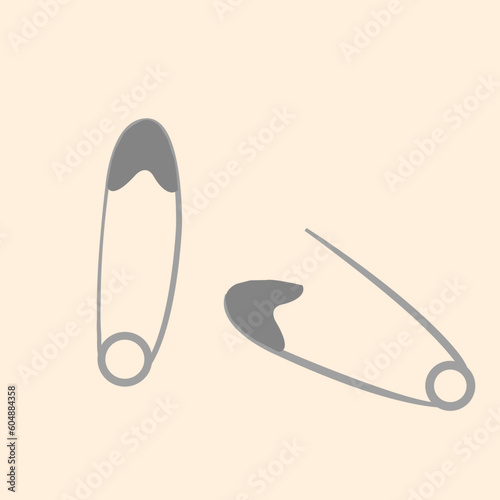Safety pin icon, vector illustration. Flat design style eps 10. Openes and closed pins.  photo