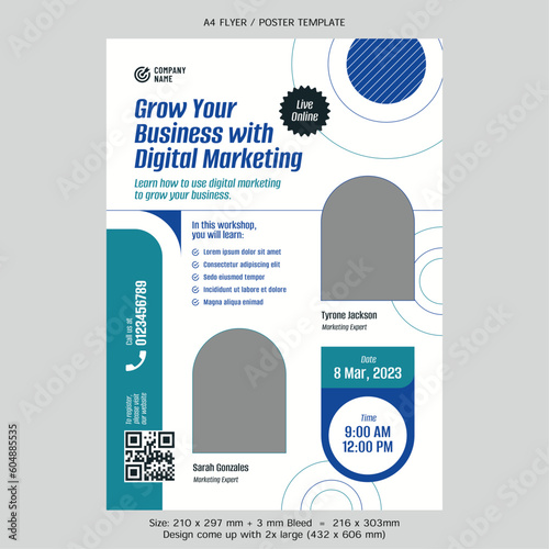 Digital marketing online workshop flyer vector design template