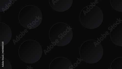 Abstract paper art circle 3d style. Black background seamless pattern design. Vector illustration. Eps10 