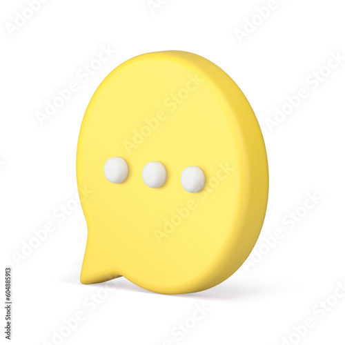 Yellow speech bubble cyberspace message chat box communication isometric 3d icon realistic vector