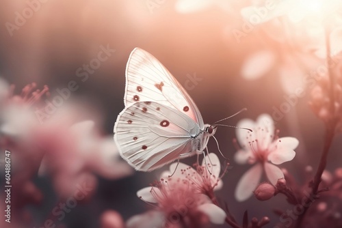 butterfly on pink flower.  © D