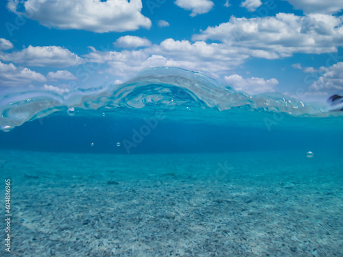 Half underwater at Furuzamami beach, Kerama, Okinawa