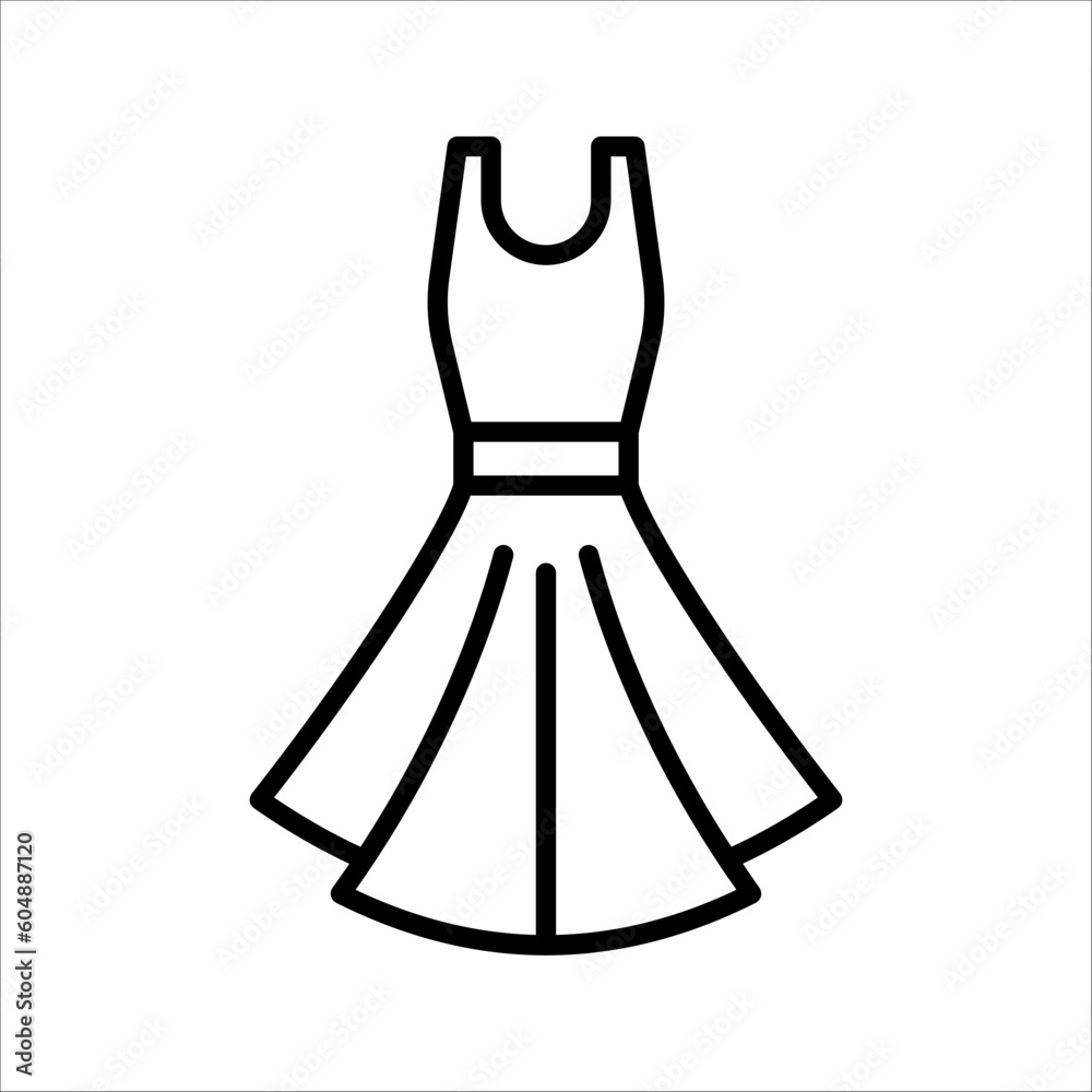 dress line icon. linear style sign for mobile concept and web design. Gown dress outline vector icon. vector illustration on white background dress line icon. linear style sign for mobile concept and web design. Gown dress outline vector icon. vector illustration on white background