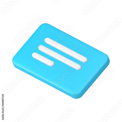 Cyberspace chat message blank page communication dialogue blue 3d icon realistic vector