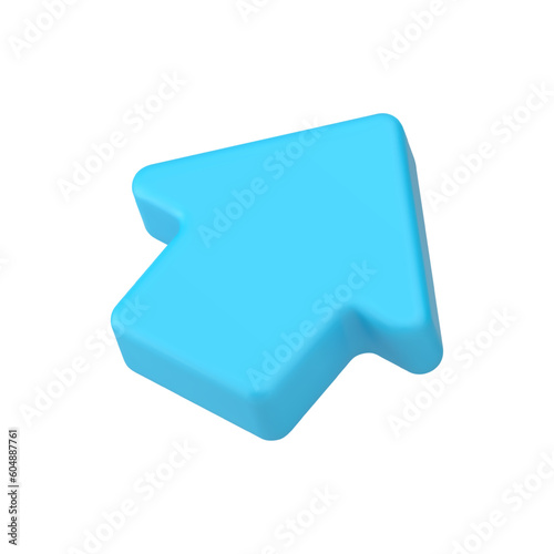 Arrow up right diagonal direction blue isometric perspective pointer 3d icon realistic vector