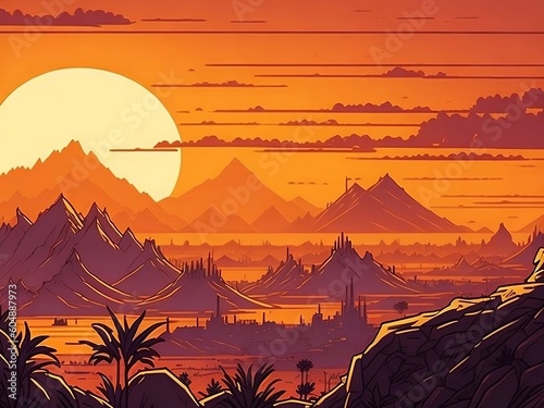 Desert Sunset. Generated AI