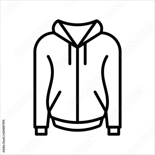 Hoody line icon. Hoodie wear sign. Hooded sweatshirt symbol. vector illustration on white background