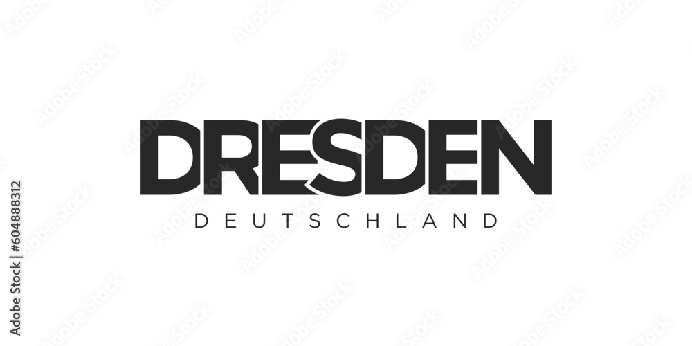 Dresden Germany as a graphic symbol and text element, set against a white background, is perfect for travel banners, posters, and postcards.