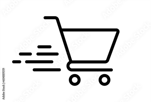 Shopping cart line art icon for apps and websites. Vector 10 eps.
