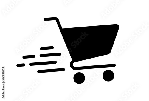 shopping cart fast. Simple vector modern icon design illustration. Vector 10 eps.