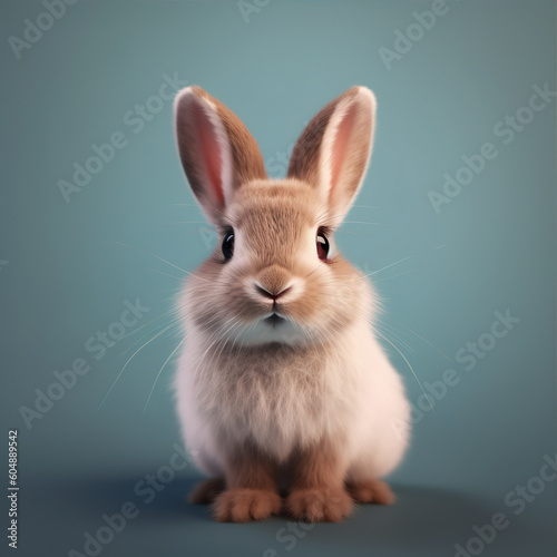 Cute rabbit bunny generative AI illustration. Lovely baby animals concept © Uros Petrovic