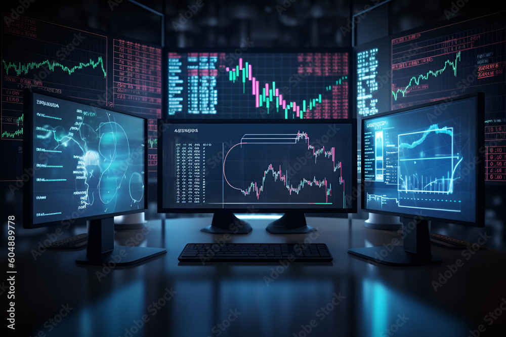 Forex trade market and development concept. Multi exposure of virtual abstract financial graph. Generation AI Forex trade market and development concept. Multi exposure of virtual abstract financial graph. Generation AI