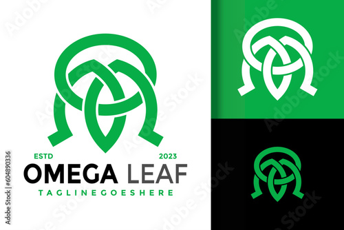 Letter M Omega Leaf Monogram Logo vector icon illustration