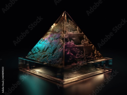 Futuristic abstract pyramid geometric background created with Generative AI technology.