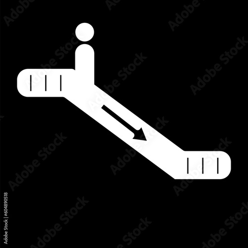 Symbol sign. Escalator going down pictogram. Down escalator sign, with white background