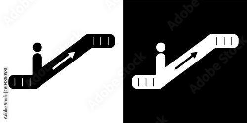 Symbol sign. Escalator going down pictogram. Down escalator sign, with white background