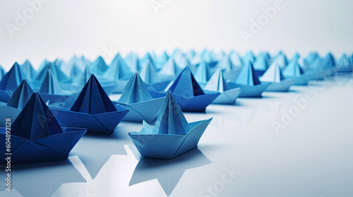 Leadership concept blue leader boat leading on white background © LightoLife