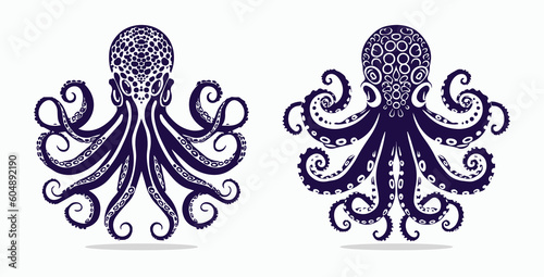 Vector of an octopus design on white background. Aquatic animals. Set of vector illustration.