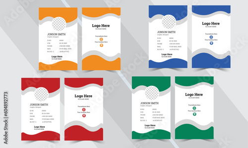 Id card design template .creative and modern id card  design in four color red, yellow blue and more color
