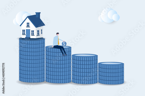 Saving to buy a house or home savings concept .Planning savings money to buy a home Real estate or property investment Mortgage concept.vector illustration.