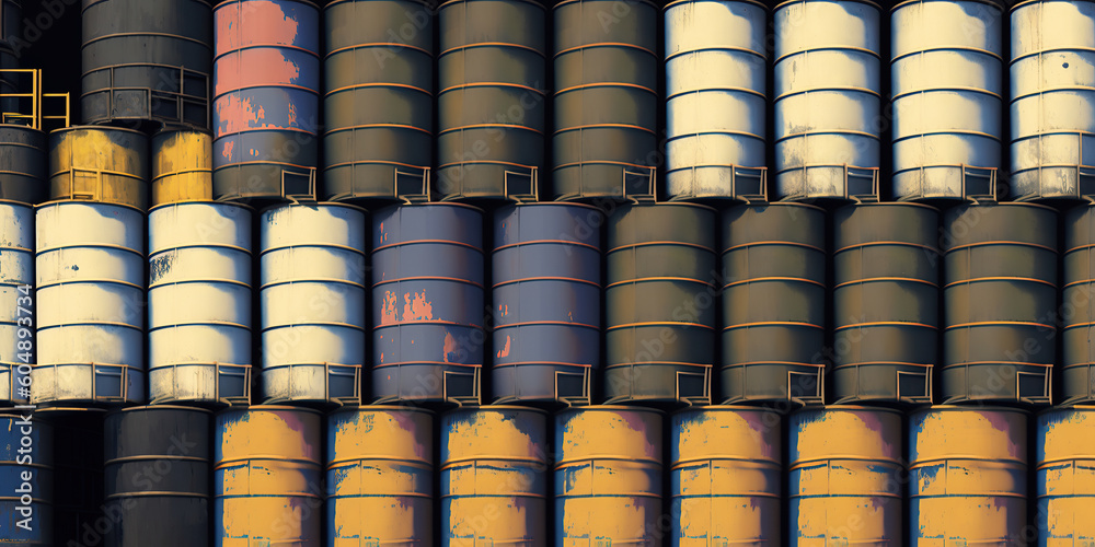 Ai generated illustration fuel, gasoline, oil barrels are stored in several levels Ai generated illustration fuel, gasoline, oil barrels are stored in several levels