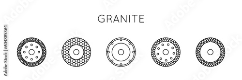 Diamond disc vector icon. Angle grinder disc for granite