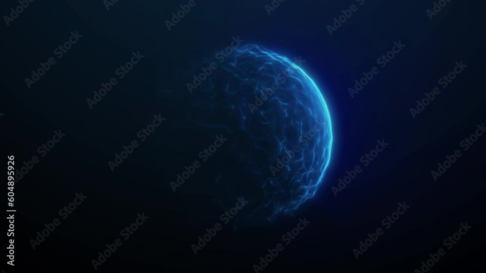 Effect with Blue Water ring, Swirling moving around a circle shape. Water Sphere.