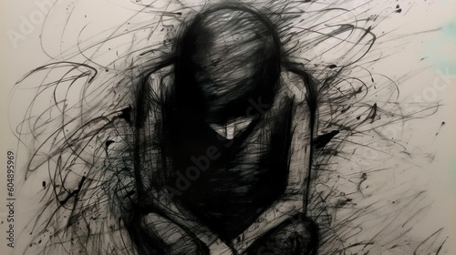 Anxiety and depression abstract painting made with Ai generative technology