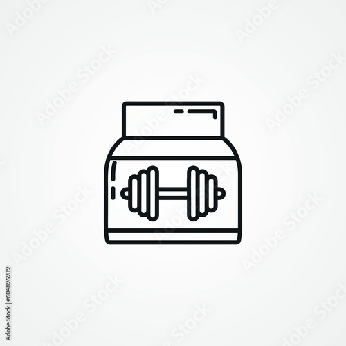 Sport protein line icon. Gym food container web linear icon.