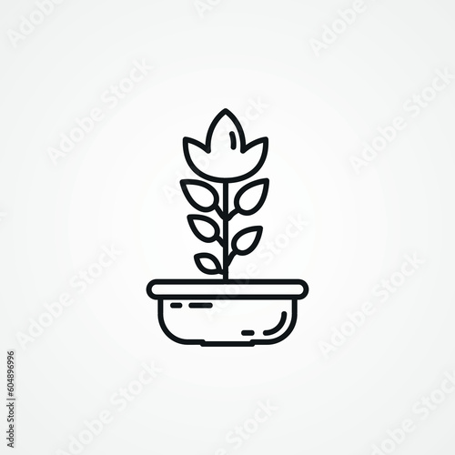 potted house plant line icon. potted house plant web linear icon.