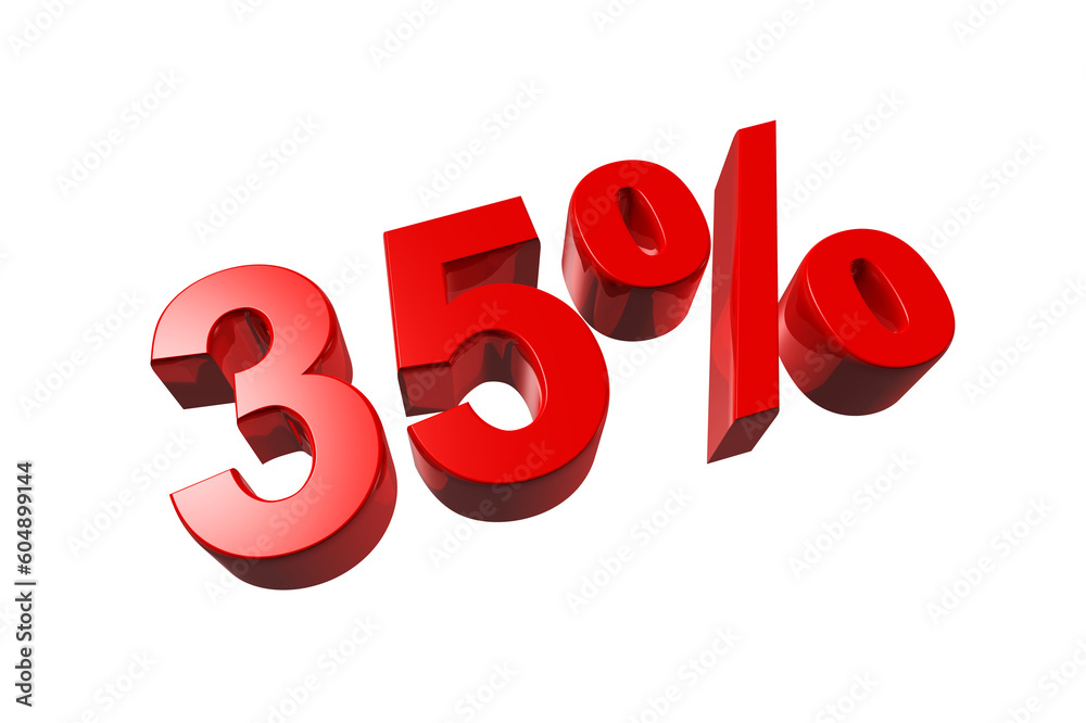 35% off discount offer. 3D illustration isolated on transparent background. Promotional price rate 35% off discount offer. 3D illustration isolated on transparent background. Promotional price rate
