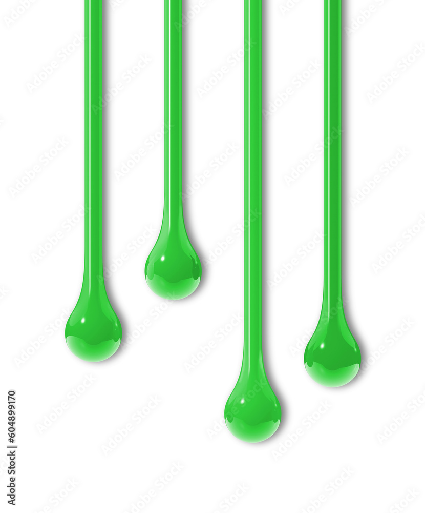 Green ink drops on transparent background Green ink drops on transparent background