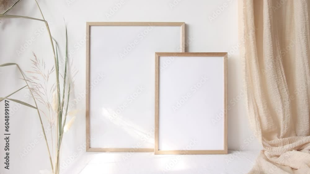 Video two wooden photo frames mockup 2x3 and 3x4 