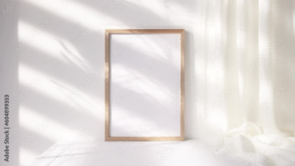 Video 3x4 wooden photo frame mockup
