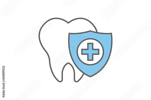 Dental Care icon. Healthy teeth and shield, insurance symbol. Two tone icon style design. Simple vector design editable. EPS 10 and SVG files