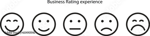 Doodle Emoji Face Sign Black Thin Line Icon Set Include of Happy, Angry, Sad, Cry and Confused. Vector illustration of Icons, business rating experience.