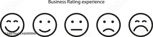 Doodle Emoji Face Sign Black Thin Line Icon Set Include of Happy, Angry, Sad, Cry and Confused. Vector illustration of Icons, business rating experience.