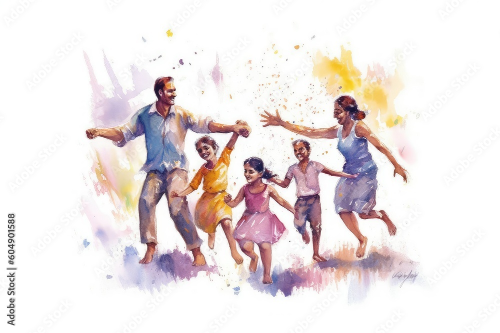 happy family jumping