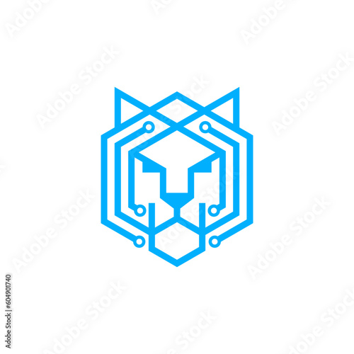 Photography Digital Technology Tiger Head Logo Design Vector Template