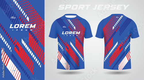 blue red shirt soccer football sport jersey template design mockup