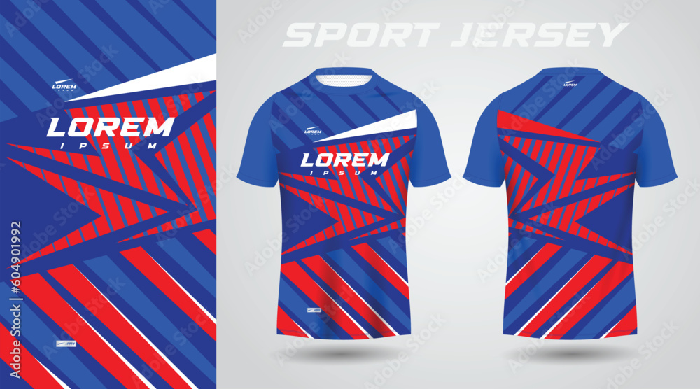 blue red shirt soccer football sport jersey template design mockup