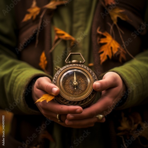 Man holding a vintage compass - 1