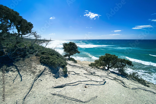 Scenic view of Agios Theologos Beach on the Greek island of Kos. photo