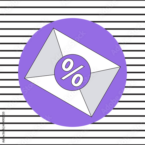 Sealed envelope with purple seal and percent sign